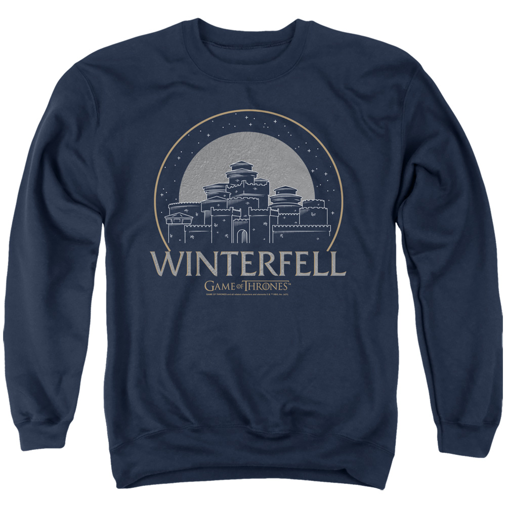GOT124-AS-1 Game of Thrones Winterfell Adult Crewneck Sweatshirt, Navy - Small