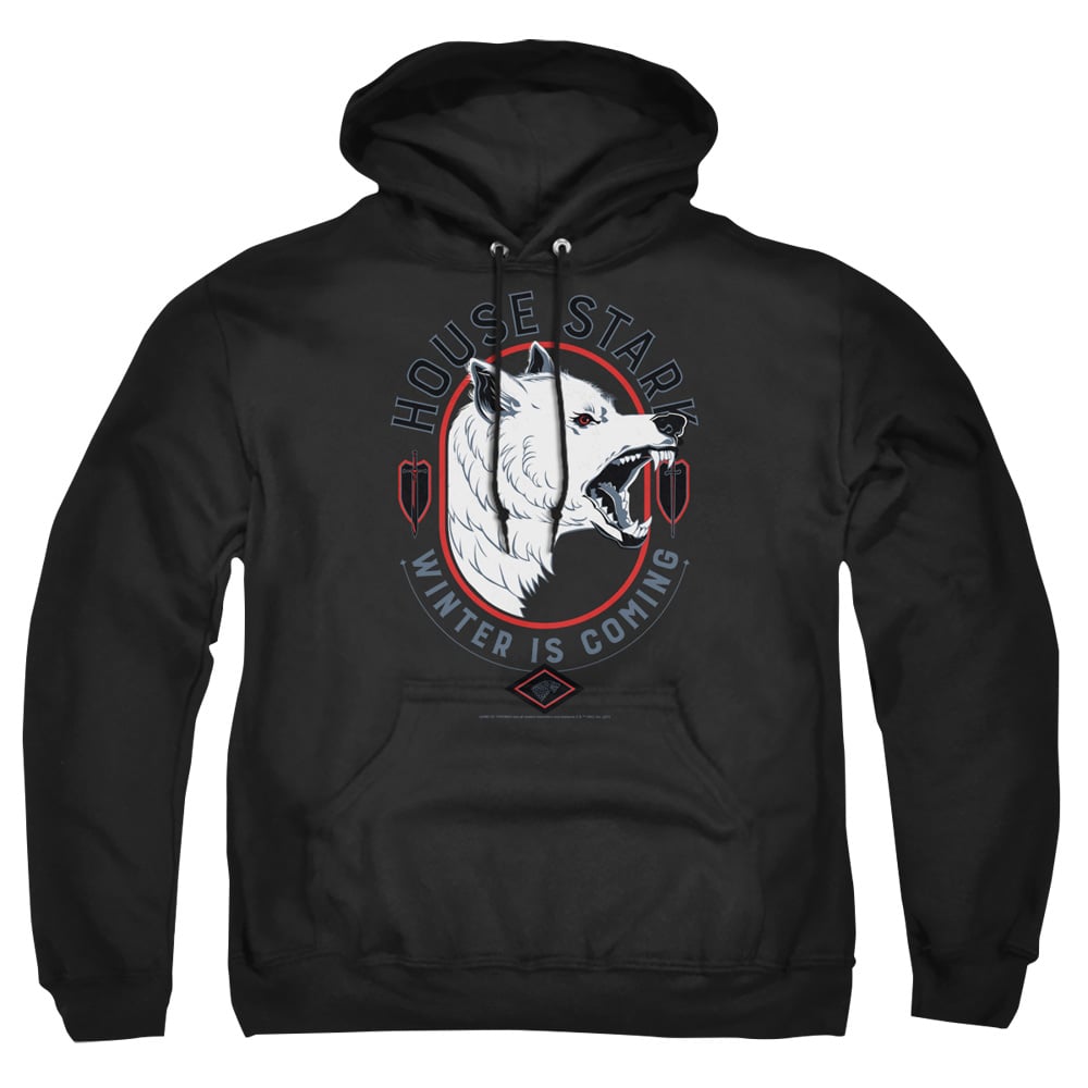 GOT129-AFTH-1 Game of Thrones House Stark Winter is Coming Adult Pullover Hoodie, Black - Small