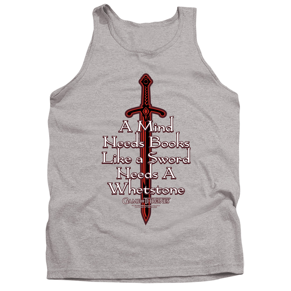 GOT131-TK-1 Game of Thrones The Mind Needs Books Adult Tank Top, Athletic Heather - Small