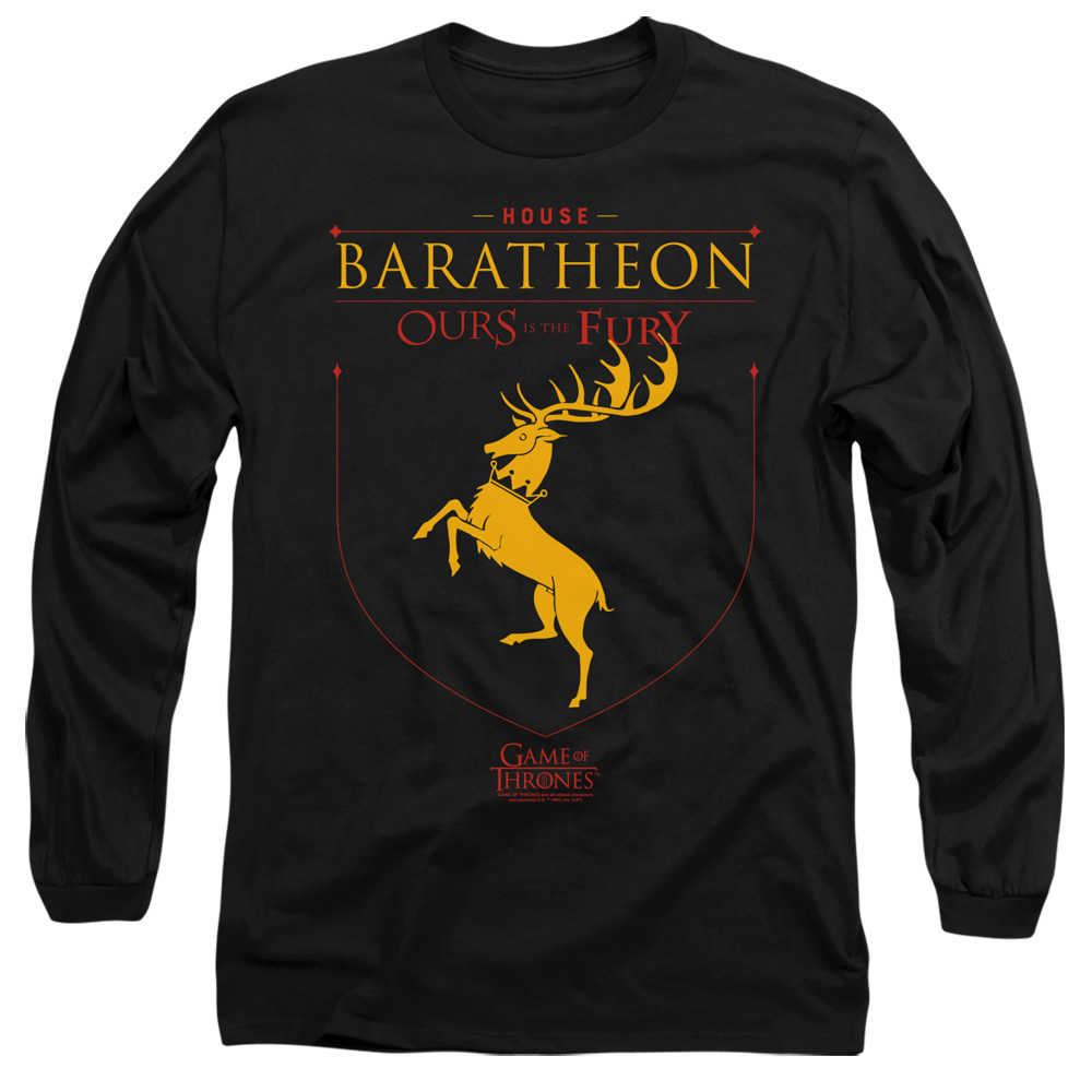 GOT171-AL-6 Game of Thrones House Baratheon Sigil Adult Long Sleeve T-Shirt, Black - 3X