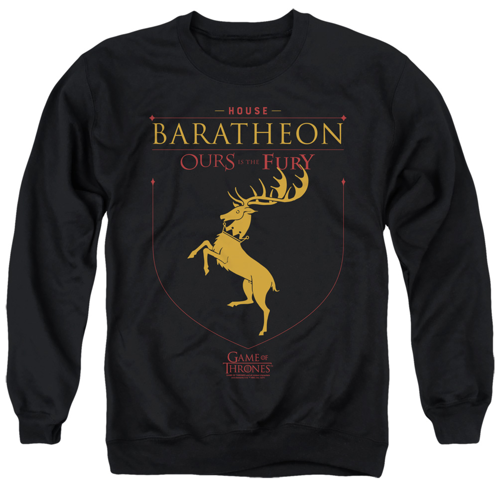 GOT171-AS-5 Game of Thrones House Baratheon Sigil Adult Crewneck Sweatshirt, Black - 2X