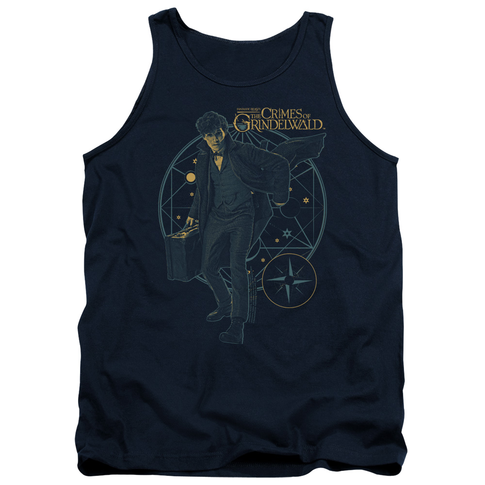 WB285-TK-2 Fantastic Beasts 2 Suitcase Adult Tank Top, Navy - Medium