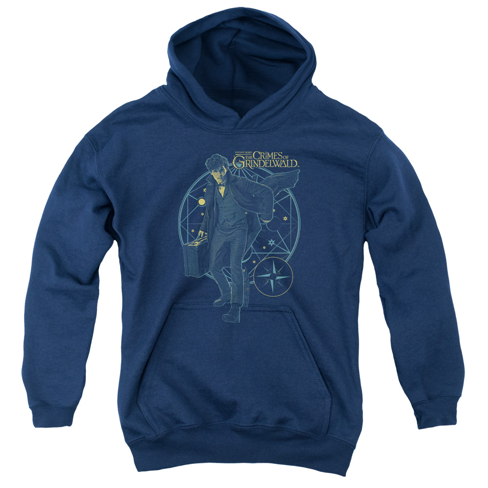 WB285-YFTH-2 Fantastic Beasts 2 Suitcase Youth Hooded Sweatshirt, Navy - Medium
