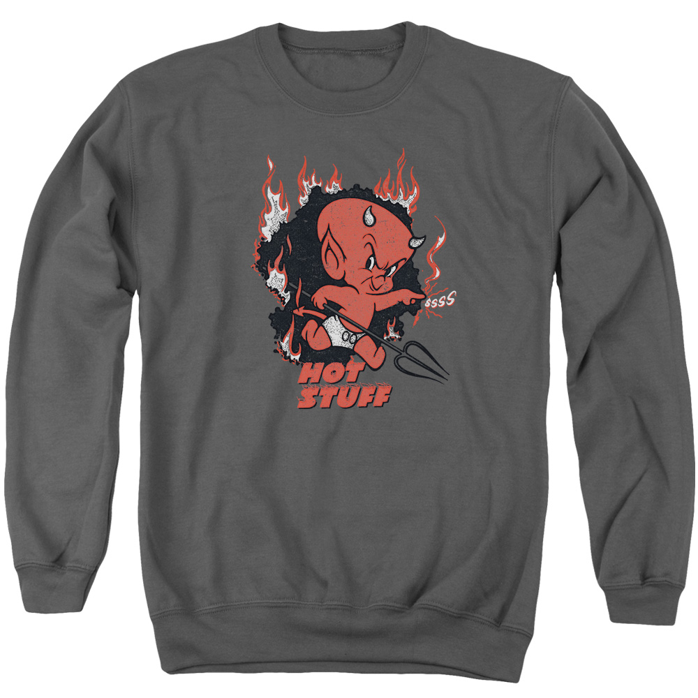 DRM138-AS-2 Hot Stuff Singe Adult Crewneck Sweatshirt, Charcoal - Medium