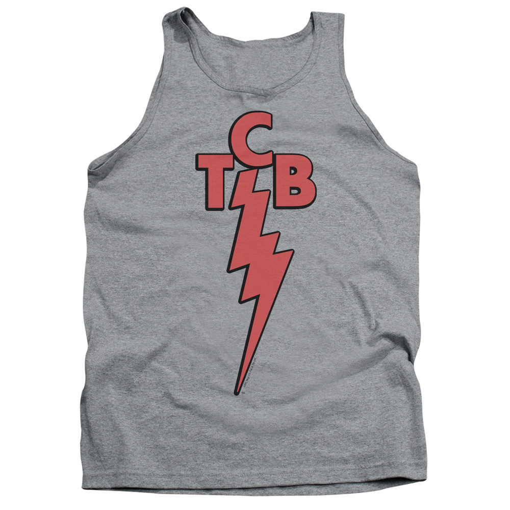 ELV165-TK-2 Elvis Presley TCB Adult Tank Top, Athletic Heather - Medium