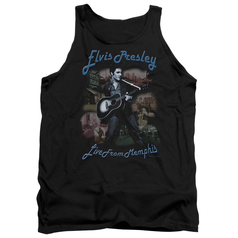 ELV171-TK-2 Elvis Presley Memphis Adult Tank Top, Black - Medium
