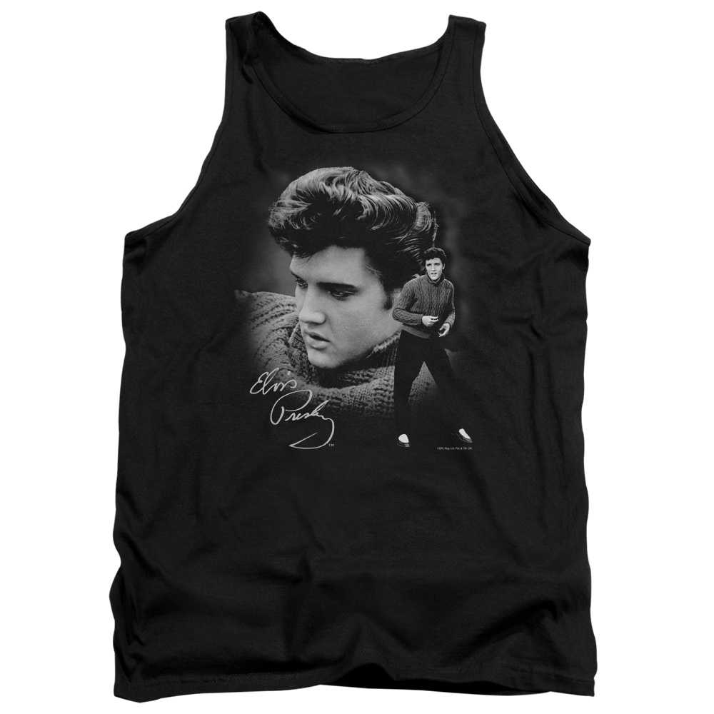 ELV191-TK-2 Elvis Presley Sweater Adult Tank Top, Black - Medium