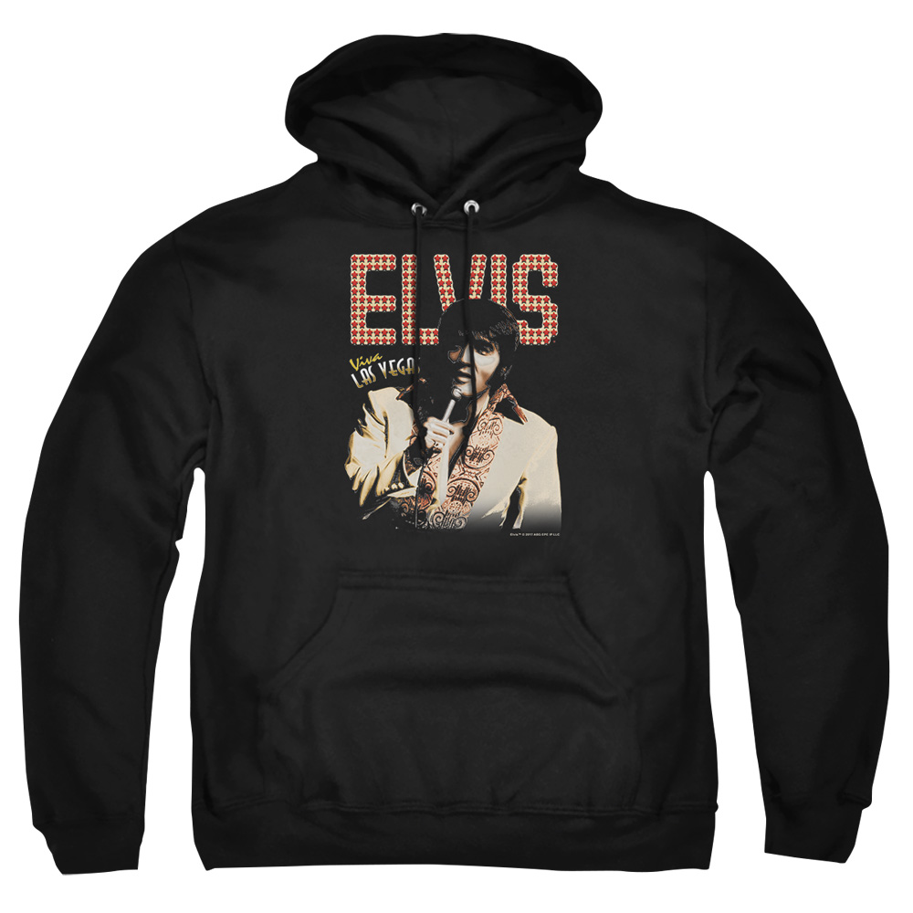 ELV218-AFTH-2 Elvis Presley Viva Star Adult Pullover Hoodie, Black - Medium