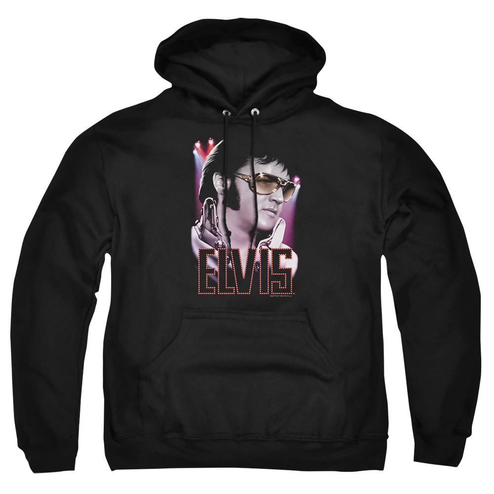 ELV403-AFTH-2 Elvis Presley 70S Star Adult Pullover Hoodie, Black - Medium