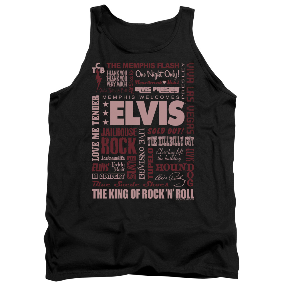 ELV453-TK-2 Elvis Presley Whole Lotta Type Adult Tank Top, Black - Medium