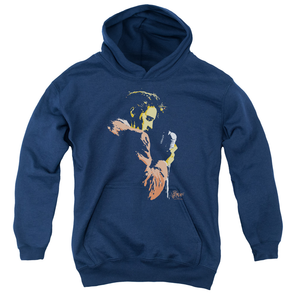 ELV567-YFTH-2 Elvis Presley Early Youth Hooded Sweatshirt, Navy - Medium