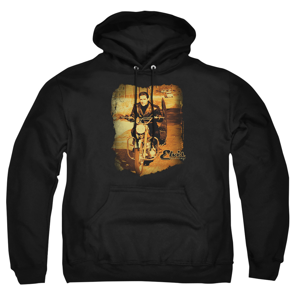 ELV534-AFTH-2 Elvis Presley Hit The Road Adult Pullover Hoodie, Black - Medium