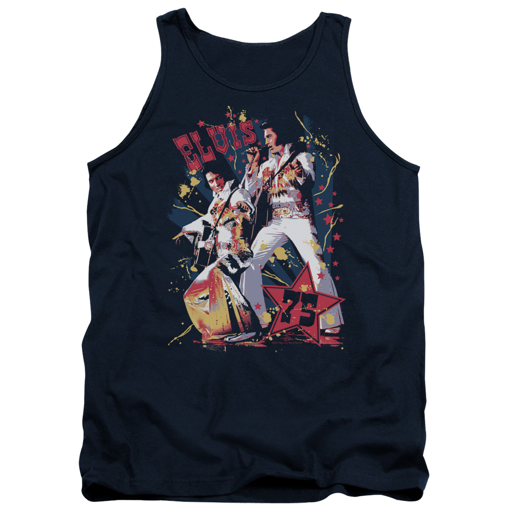 ELV639-TK-2 Elvis Presley Eagle Adult Tank Top, Navy - Medium