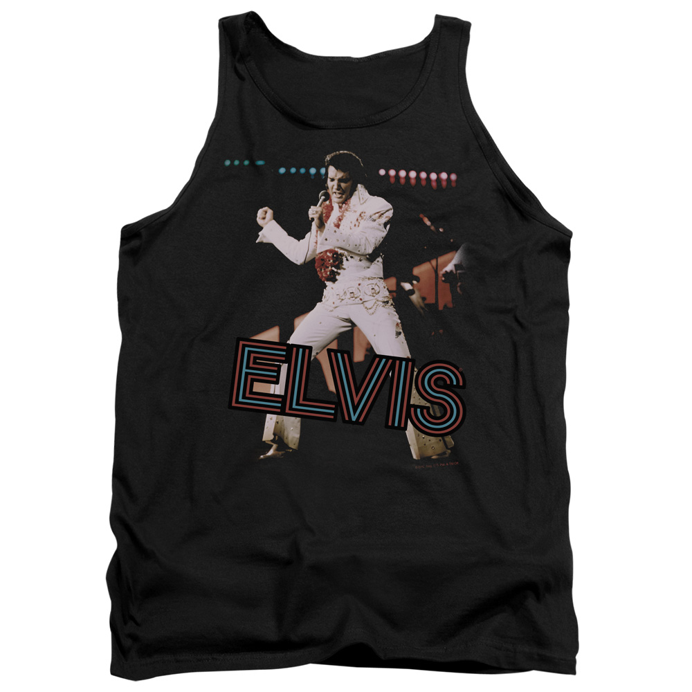 ELV612-TK-2 Elvis Presley Hit The Light Adult Tank Top, Black - Medium