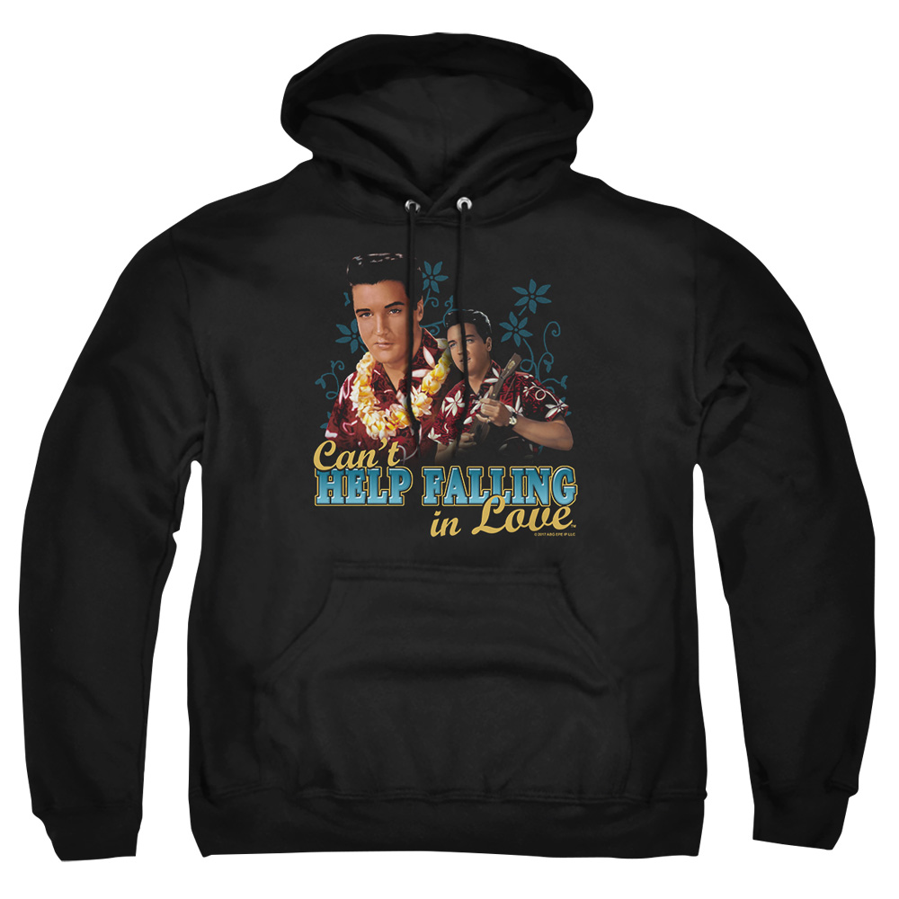 ELV699-AFTH-3 Elvis Presley Cant Help Falling Adult Pullover Hoodie, Black - Large