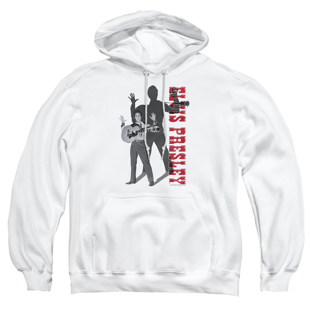 ELV729-AFTH-2 Elvis Presley Look No Hands Adult Pullover Hoodie, White - Medium
