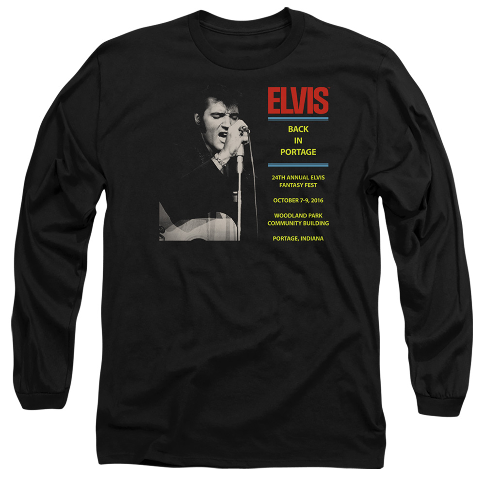 ELV873-AL-5 Elvis Presley Back in Portage Adult Long Sleeve T-Shirt, Black - 2X