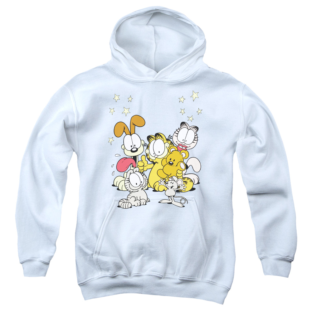 GAR212-YFTH-4 Garfield Friends Are Best Youth Hooded Sweatshirt, White - Extra Large