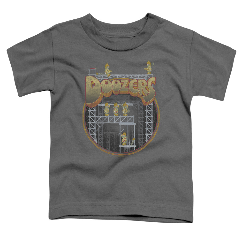 FR108-TT-2 Fraggle Rock Doozers Construction Toddler Short Sleeve T-Shirt, Charcoal - Medium 3T
