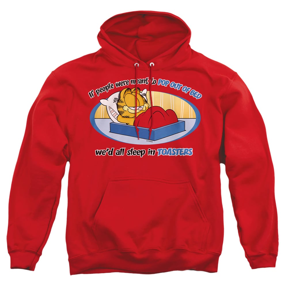 GAR334-AFTH-2 Garfield Pop Out of Bed Adult Pullover Hoodie, Red - Medium