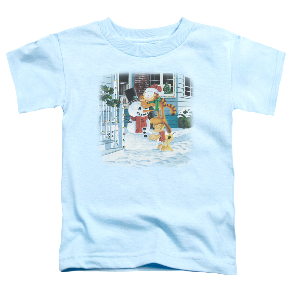 GAR309-TT-2 Garfield Snow Fun Toddler Short Sleeve T-Shirt, Light Blue - Medium 3T
