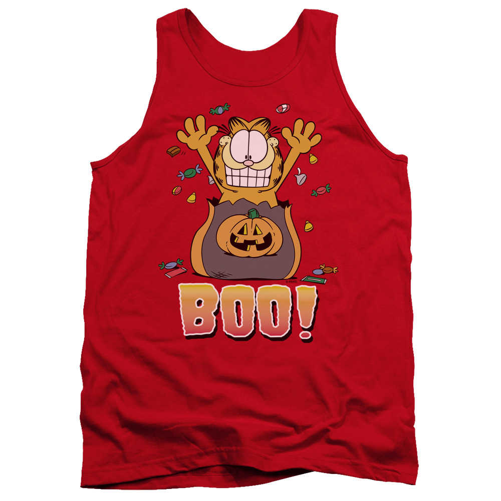 GAR317-TK-2 Garfield Boo Adult Tank Top, Red - Medium