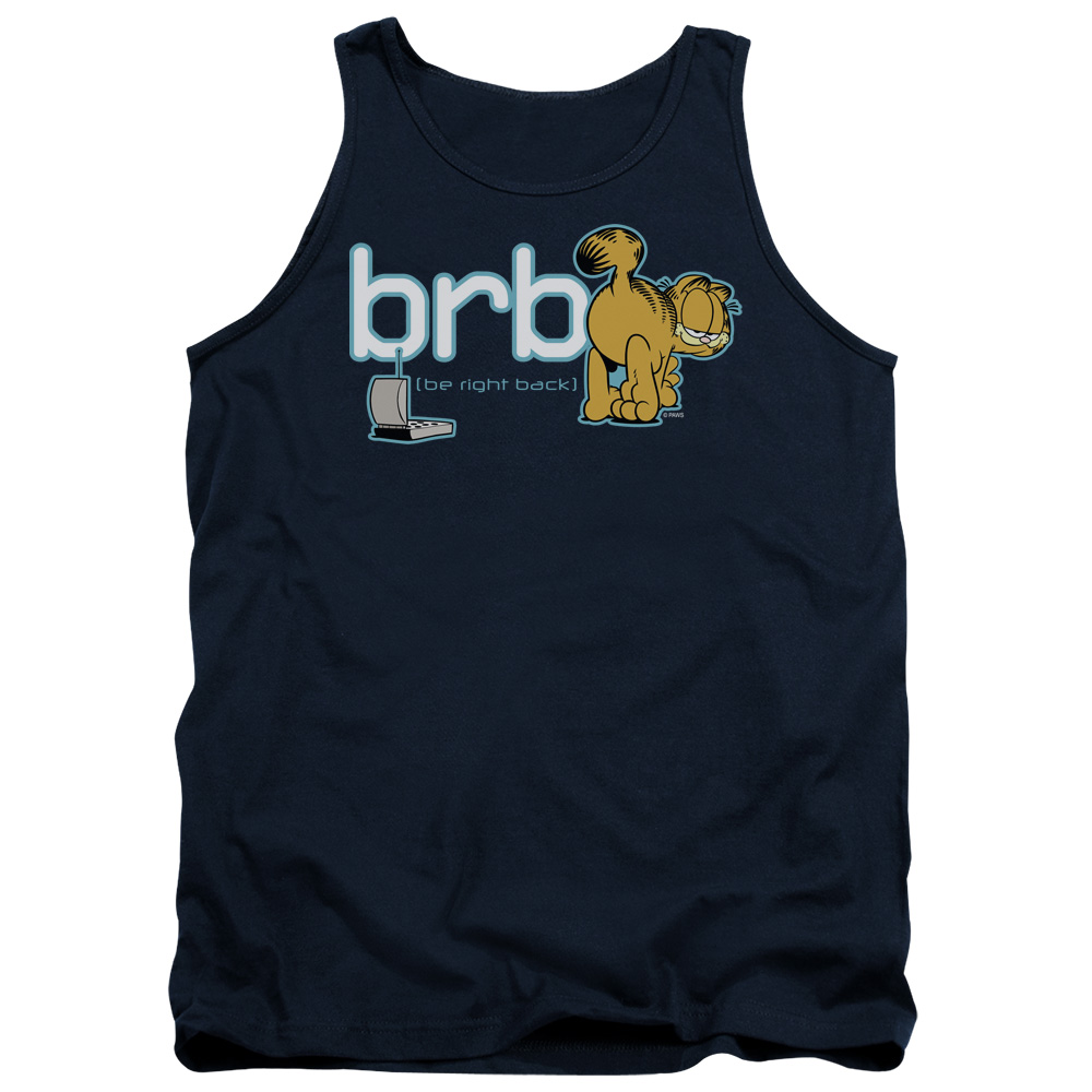 GAR374-TK-2 Garfield Be Right Back Adult Tank Top, Navy - Medium