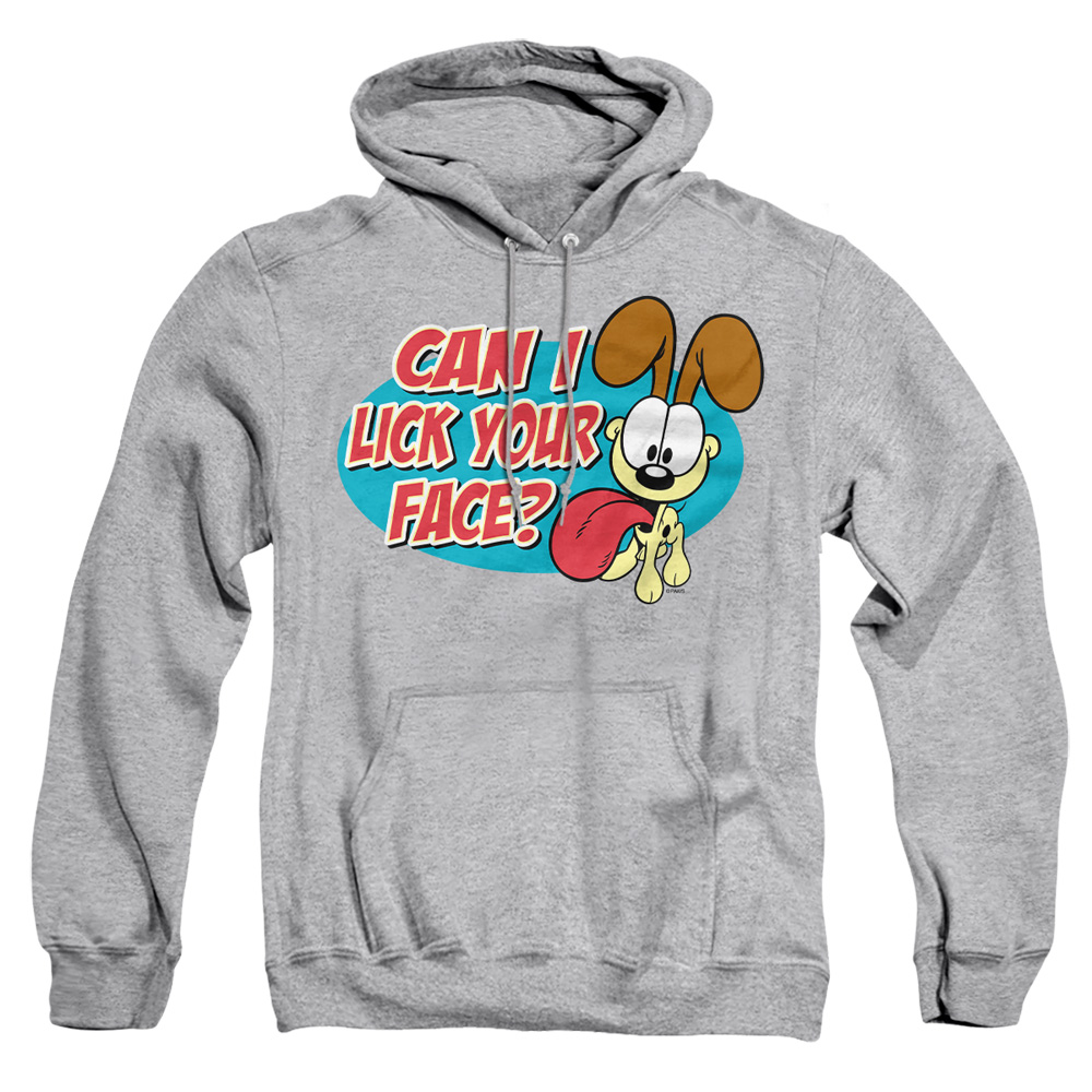 GAR420-AFTH-3 Garfield Question Adult Pullover Hoodie, Athletic Heather - Large