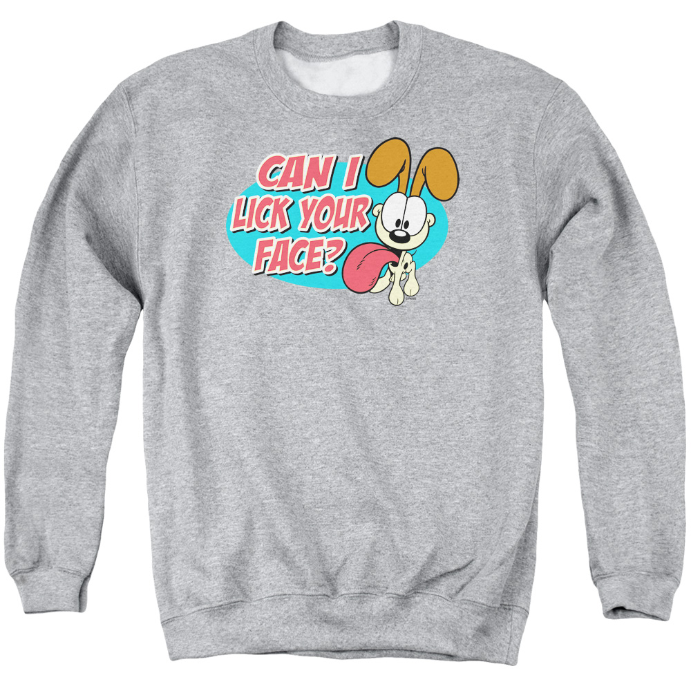 GAR420-AS-2 Garfield Question Adult Crewneck Sweatshirt, Athletic Heather - Medium