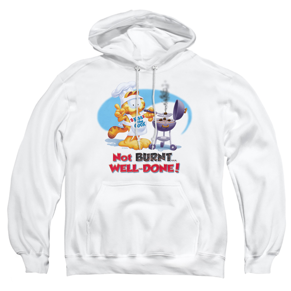 GAR344-AFTH-2 Garfield Well Done Adult Pullover Hoodie, White - Medium