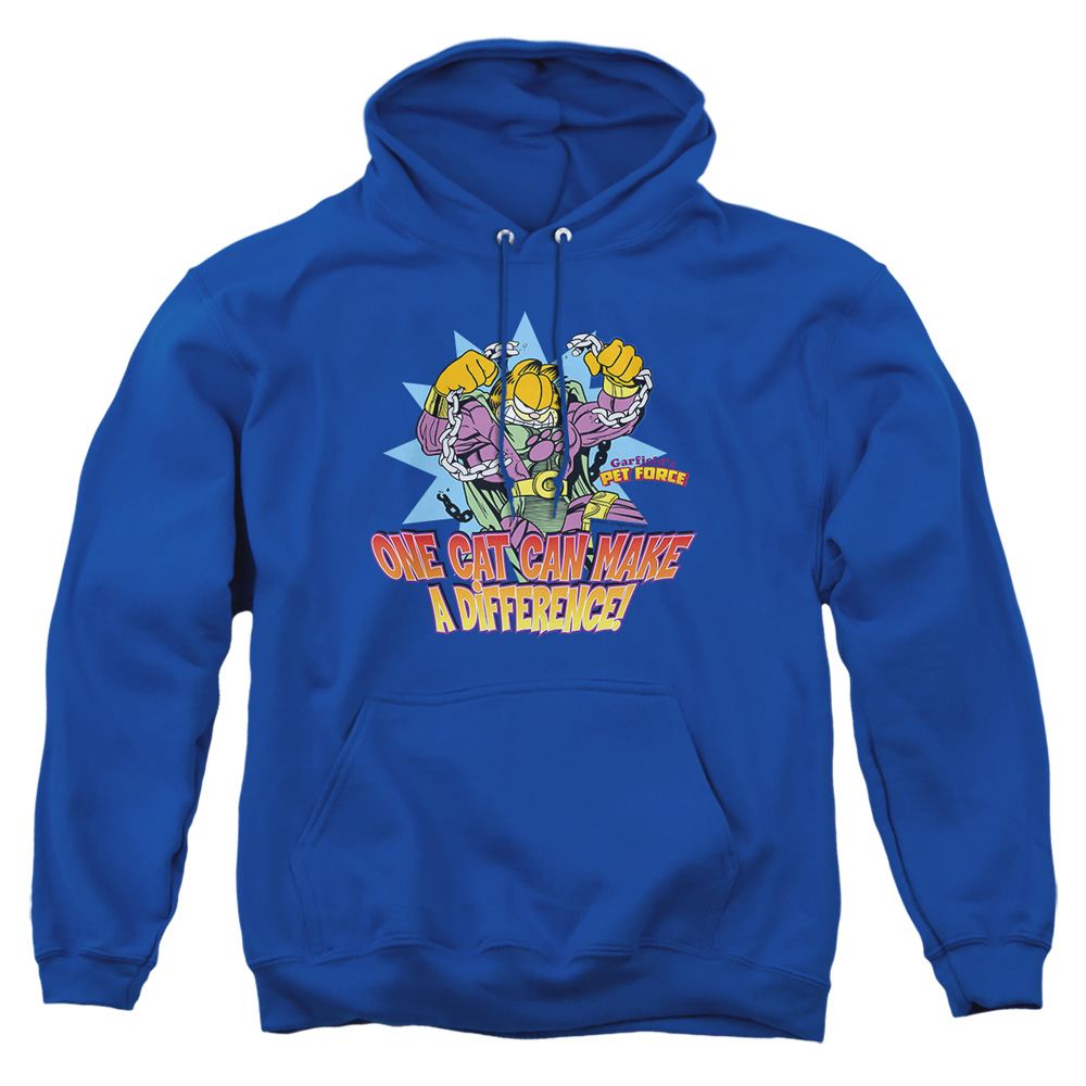 GAR434-AFTH-2 Garfield Make A Difference Adult Pullover Hoodie, Royal - Medium