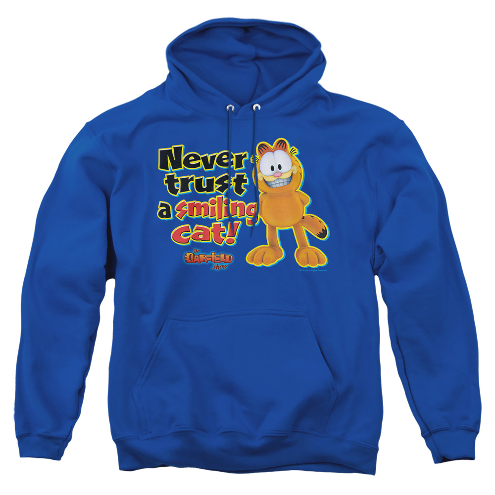 GAR463-AFTH-4 Garfield Smiling Adult Pullover Hoodie, Royal - Extra Large