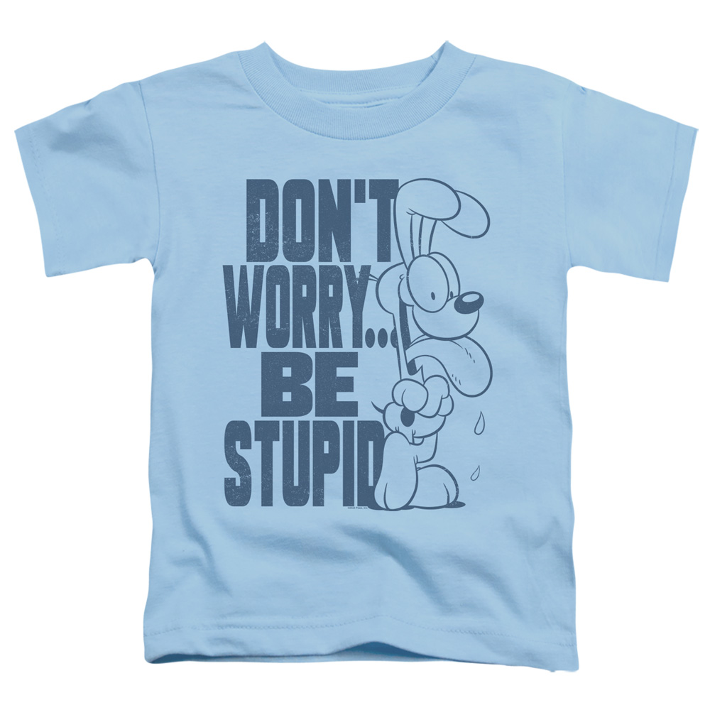 GAR718-TT-2 Garfield Dont Worry Toddler Short Sleeve T-Shirt, Light Blue - Medium 3T