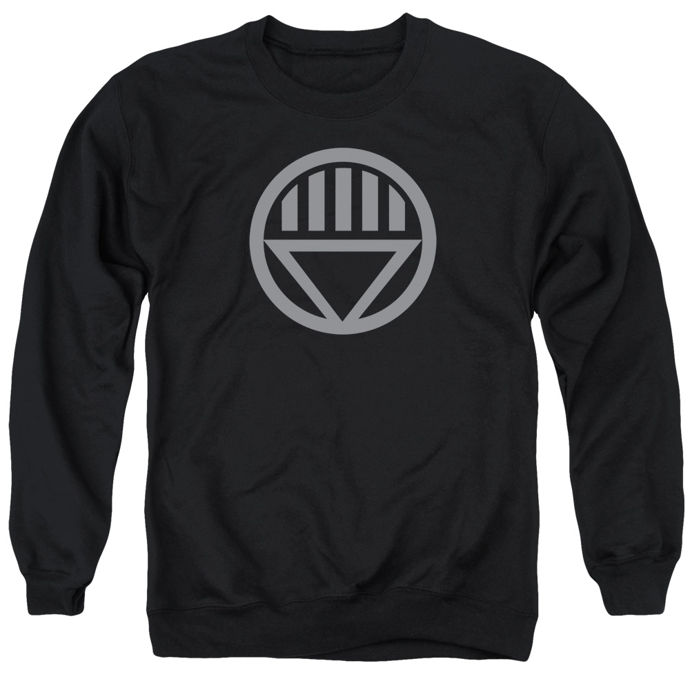 GL287-AS-2 Green Lantern Grey Emblem Adult Crewneck Sweatshirt, Black - Medium