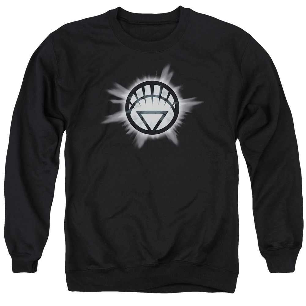 GL296-AS-2 Green Lantern White Glow Adult Crewneck Sweatshirt, Black - Medium