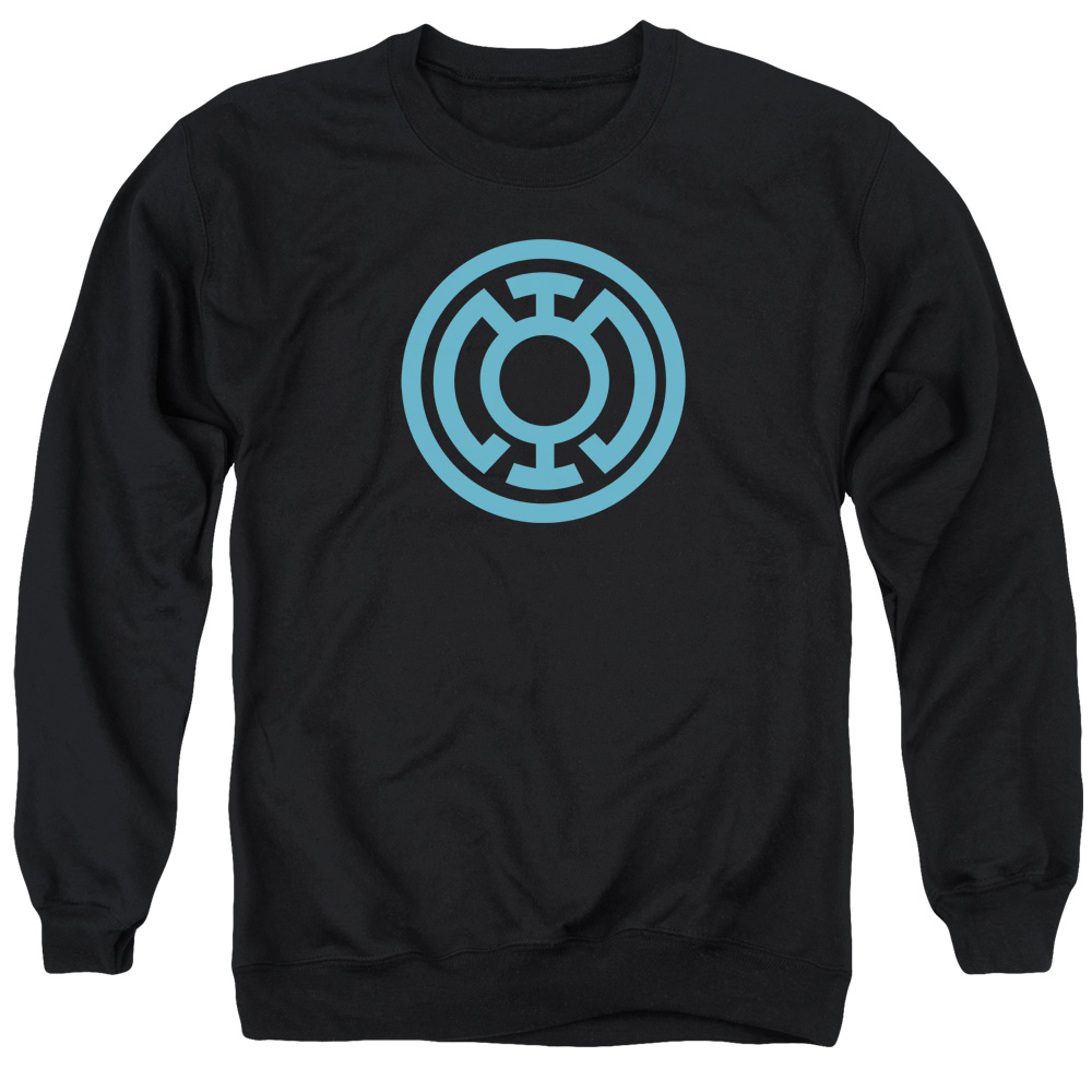 GL281-AS-2 Green Lantern Light Blue Emblem Adult Crewneck Sweatshirt, Black - Medium