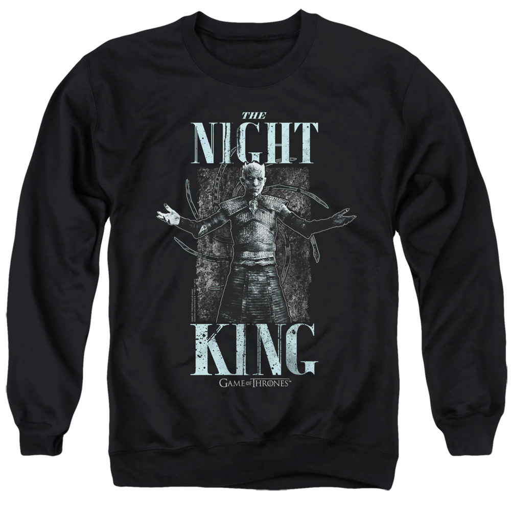 GOT101-AS-2 Game of Thrones The Night King Adult Crewneck Sweatshirt, Black - Medium