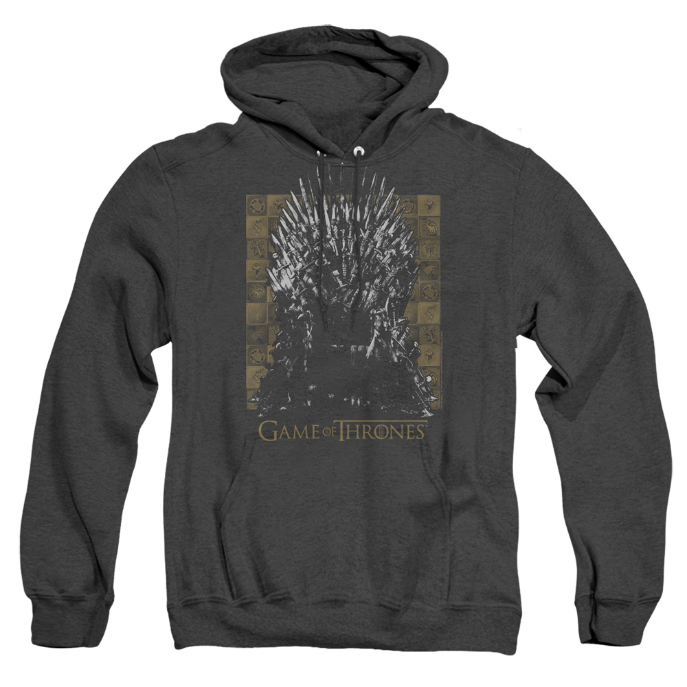GOT100-AHH-3 Game of Thrones Iron Throne Adult Heather Hoodie, Black - Large