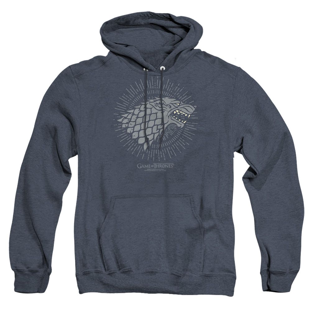 GOT211-AHH-2 Game of Thrones Stark Burst Sigils Adult Heather Hoodie, Navy - Medium