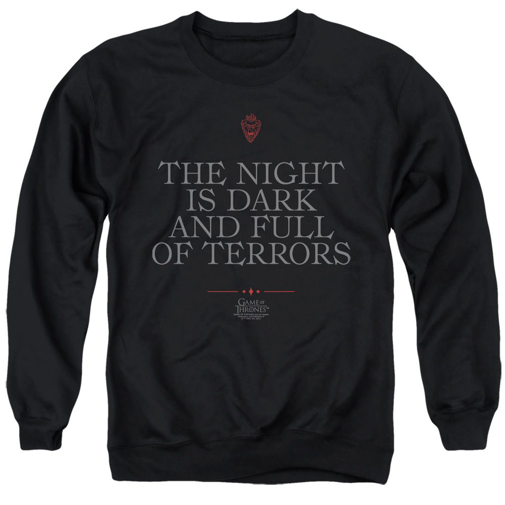 GOT153-AS-1 Game of Thrones Night is Dark Adult Crewneck Sweatshirt, Black - Small