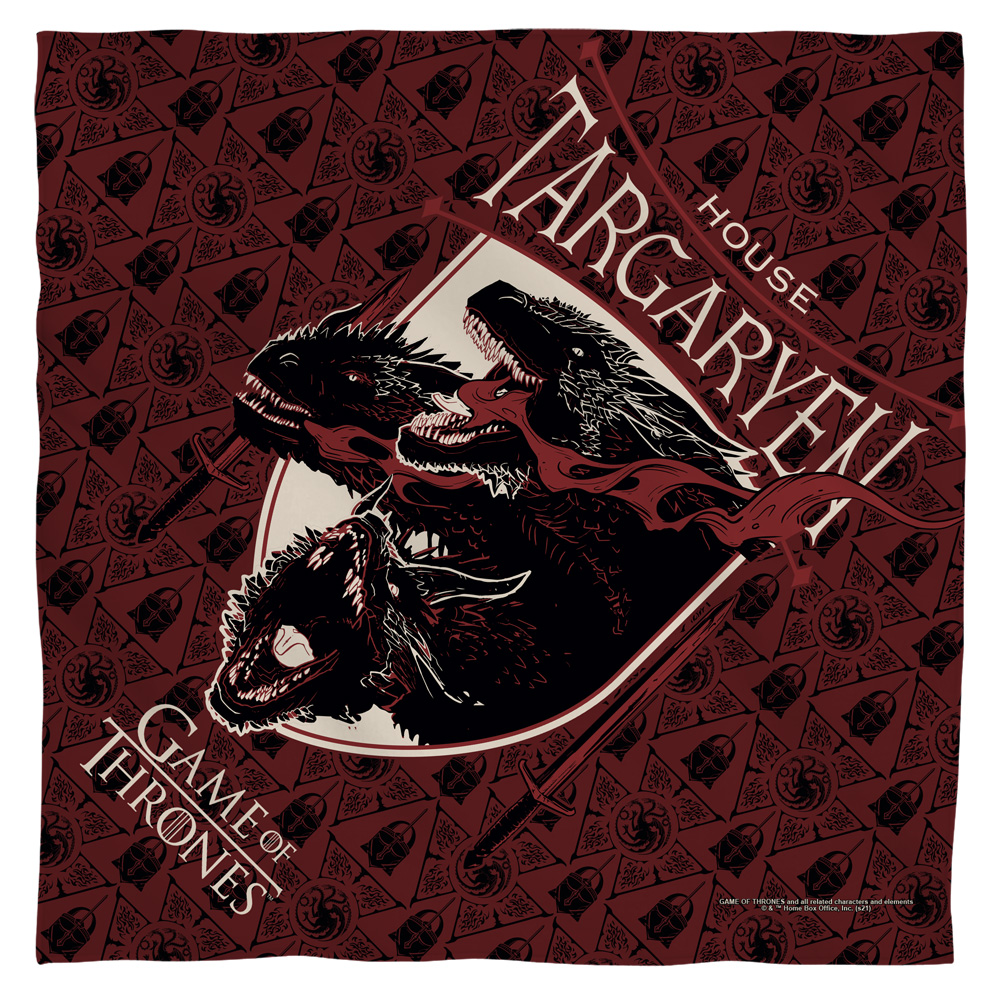GOT162-BND1-22x22 Game of Thrones House Targaryen Bandana, White - 22 x 22 in.