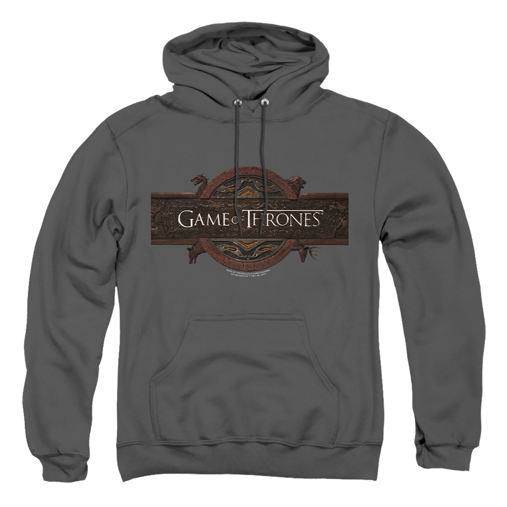 GOT220-AFTH-5 Game of Thrones Title Sequence Logo Adult Pullover Hoodie, Charcoal - 2X