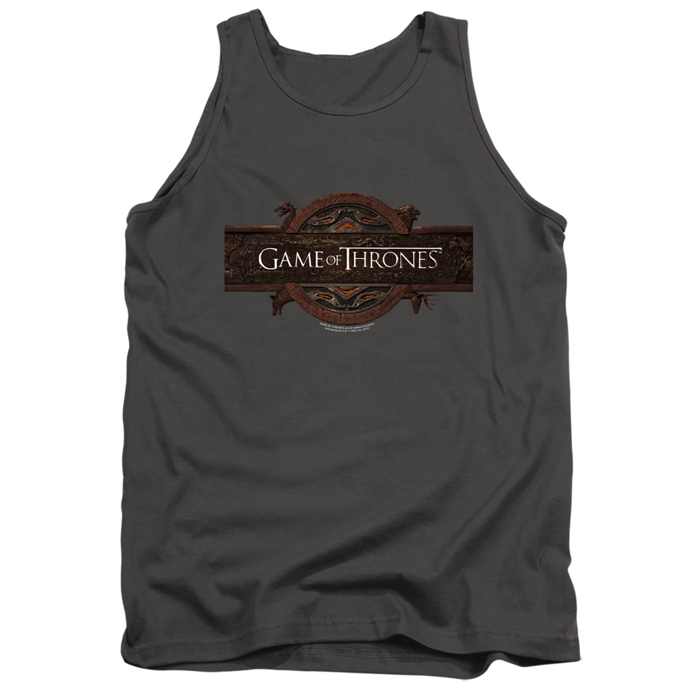 GOT220-TK-1 Game of Thrones Title Sequence Logo Adult Tank Top, Charcoal - Small