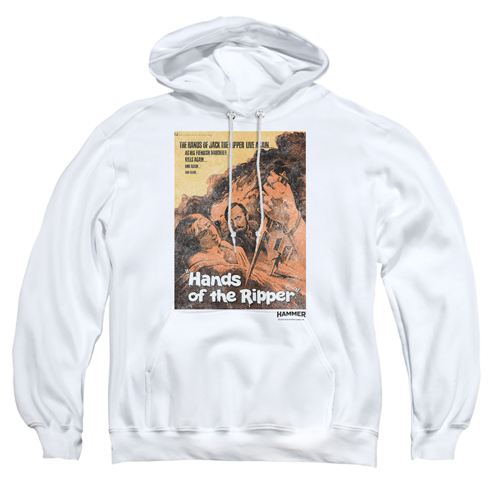HHOH10007-AFTH-1 Hammer House of Horror Hands of the Ripper Adult Pullover Hoodie, White - Small