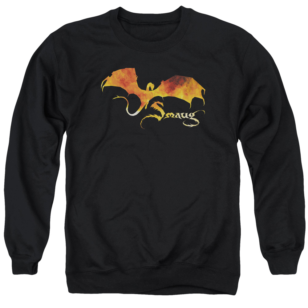 HOB3023-AS-2 Hobbit Smaug on Fire Adult Crewneck Sweatshirt, Black - Medium