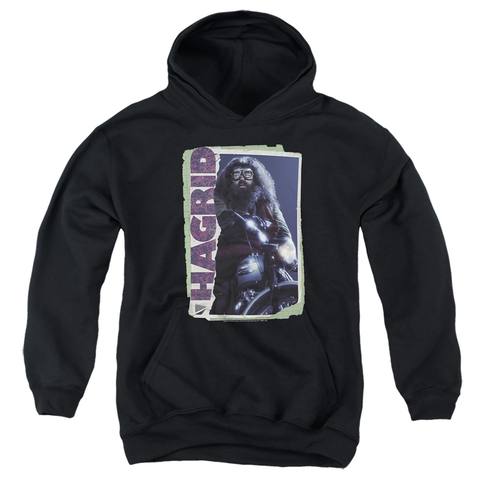 HP7028-YFTH-2 Harry Potter Rubeus Hagrid Photo Collage Youth Hooded Sweatshirt, Black - Medium