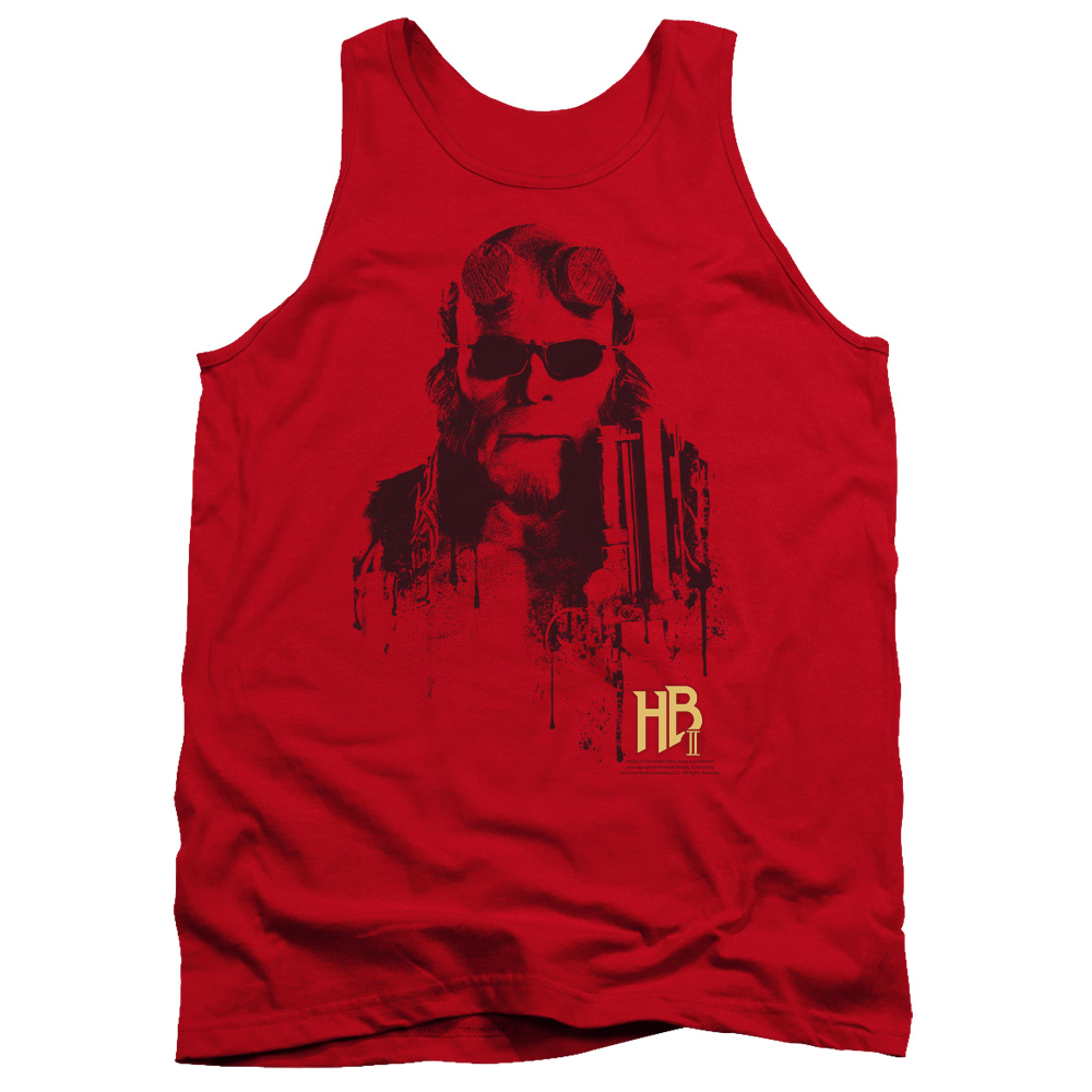 UNI114-TK-4 Hellboy II Splatter Gun Adult Tank Top, Red - Extra Large