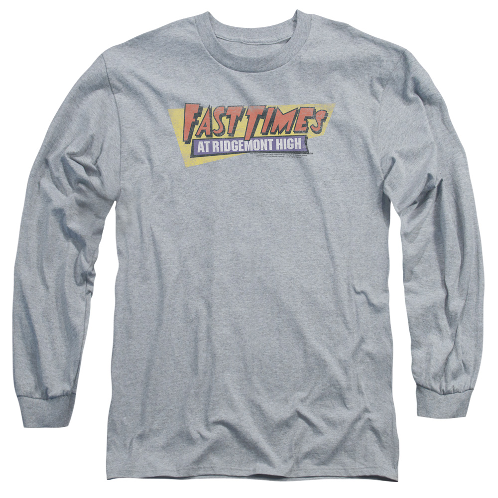 UNI104-AL-5 Fast Times Ridgemont High Distressed Logo Adult Long Sleeve T-Shirt, Athletic Heather - 2X