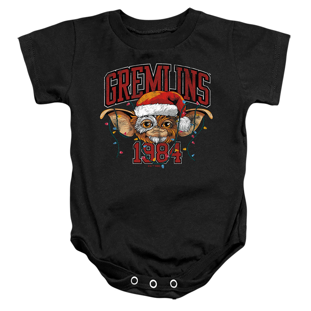 WBM10087-SS-4 Gremlins Varsity Christmas Infant Snapsuit, Black - Extra Large - 24 Month