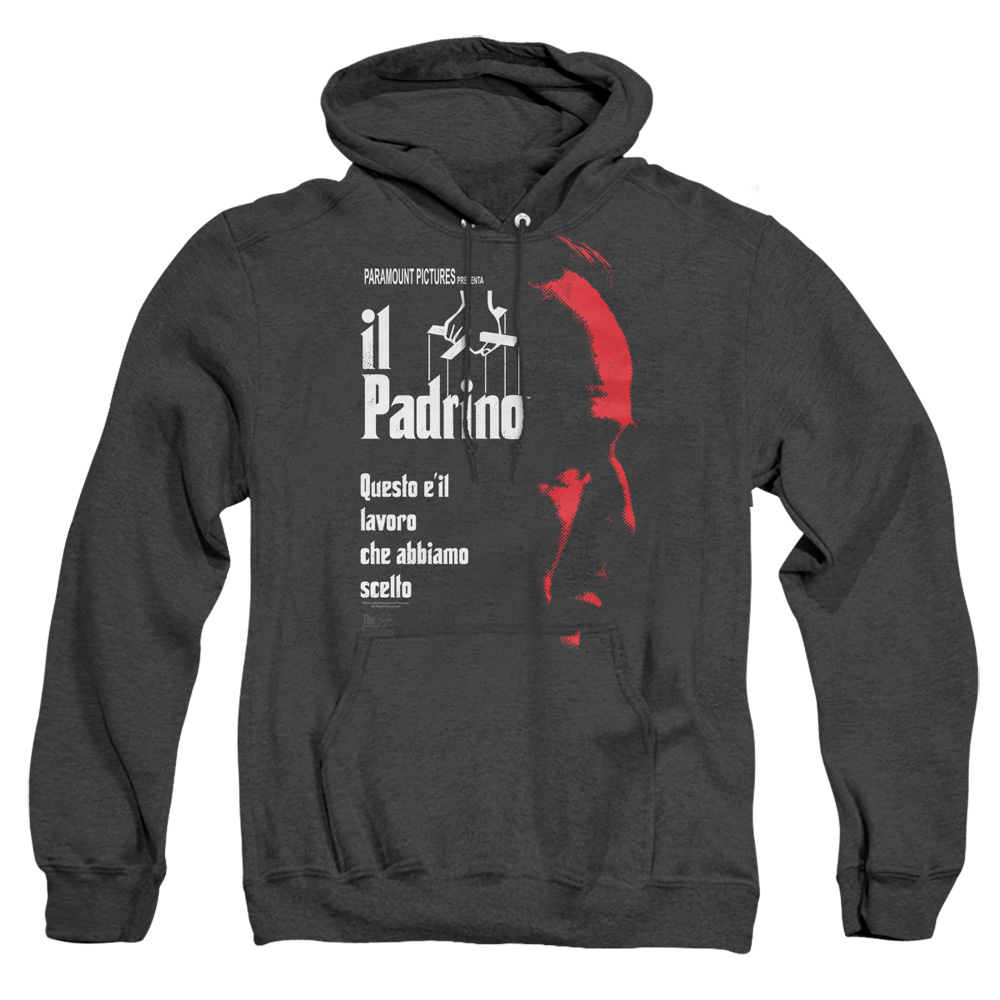 PAR800-AHH-4 Godfather Italian Profile Adult Heather Hoodie, Black - Extra Large